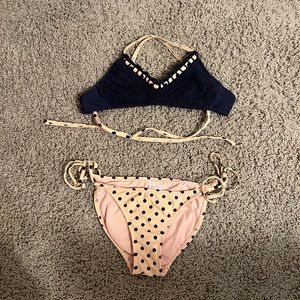 navy blue and light pink bikini
